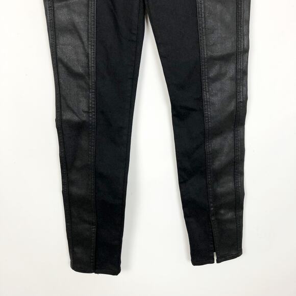 Hudson Womens Centerfold Skinny Jeans 26 US 2 Black High Rise Ankle Coated NWT - Picture 8 of 12